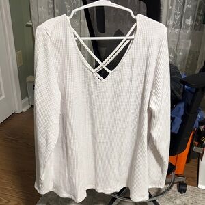 Elegant White Waffle Knit Top